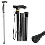 Walking Stick Adjustable Folding Walking Sticks for Women and Men, Walking Cane for Elderly Or Disabled, Folding Adjustable Height, Left Or Right Handed, Non-Slip Rubber Tip, Wrist