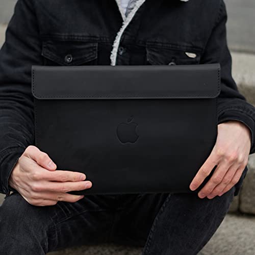 Incarne Leather Laptop Sleeve 16 Inch (Macbook Pro 16 M1, 2021) - Handmade Crafted Full Grain Luxury Macbook Case - Genuine Leather Klouz (New Macbook Pro 16" 2021-2022 // Pro 16" 2019-2021, Black) #TOP5