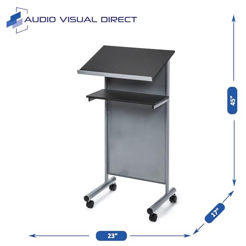 image for Audio-Visual Direct Wheeled Lectern Podium - Standing Desk with Storag