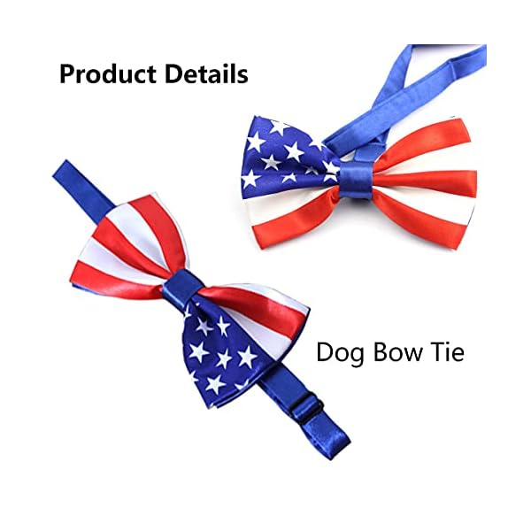 Vehomy pet dog independence day costume - uncle sam dog top hat and american flag dog bow tie collar 4th july pet hat and collar costume supplies for dogs cats puppy kitten (2pcs) - image 5