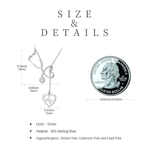 Nurse Stethoscope Necklace 925 Sterling Silver Stethoscope Pendant Jewelry Nurse Gifts for Women Girlfriend Nurses4