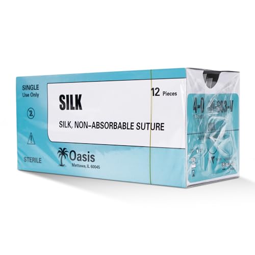 Oasis Vet Silk Surgical Suture, 4-0, (FS-2) 3/8 19mm Reverse Cutting Needle, 75cm, 12/Box, Veterinary Use