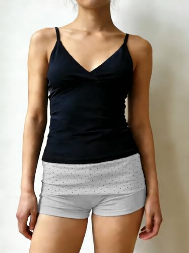 Image of Women Fold Over Lounge Shorts Low Waist Fitted Pajama Shorts Cute Sleep Pj Short Bottoms Roll Over Yoga Shorts