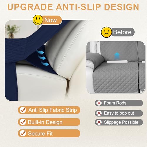 HDCAXKJ 100% Waterproof Reclining Sectional Couch Covers L Shape Recliner Sofa Cover Washable Quilted Soft Pet Dog Corner Recliner Slipcovers with Pockets (5 Seat and 1 Middle Console, Navy Blue) by HDCAXKJ - Image 4