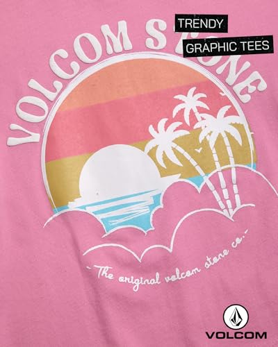 Image of Volcom Girls Shirts - Casual Crewneck Short Sleeve Graphic Tee Trendy Tops - Breathable Girls Summer Clothes