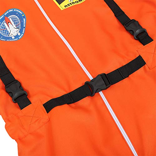 Adult Astronaut Spaceman for Men Costume Coverall Air Force Flight Jumpsuit Halloween Dress Up Party Orange-M