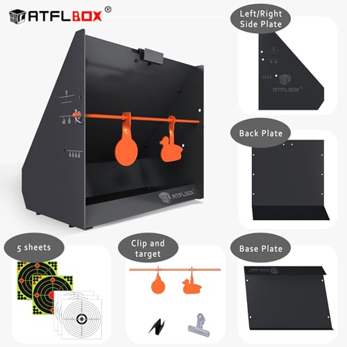 Atflbox Pellet Trap Target with 12''x12'' Splatter Bullseye Paper Targets and Spinning Shooting Targets for .177 Caliber, Shooting Targets for Air Gun Airsoft BB Gun Rifle (Airgun) by ATFLBOX - Used condition - Image 5