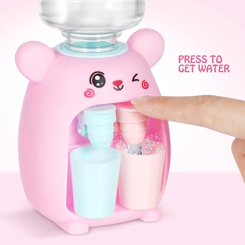 Alipis Mini Water Dispenser, Miniature Animal Water Cooler Toy Cute Bunny Water Fountain Tiny Tabletop Water Machine Toy Dollhouse Accessories for Kids Toddler (Pink) - Image 6