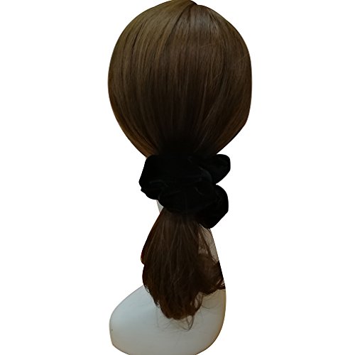 Pidoudou C100 6 Pcs Black Color Large Size Velvet Scrunchies For Women Hair Elastic Bands thumb #3