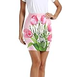Talla: XL MNSRUU Rosa Flor Feliz Día de la Madre Mujeres Faldas Cortas Mini Lápiz Cintura por encima de la Rodilla Bodycon Falda