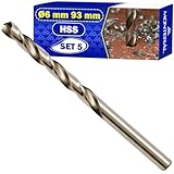 5 Stück HSS Metallbohrer Set Profi Ø 6 mm 93 mm aus Gehärtetem Stahl M35 mit 5% Kobalt - HSS Bohrer Profi Kann für Eisen Stahl Edelstahl Nichteisenmetalle - MONTERAL