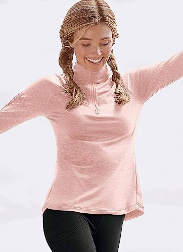 Jockey Women's Activewear Tech Stretch Performance 1/2 Zip, Seashell Rose, M #TOP4