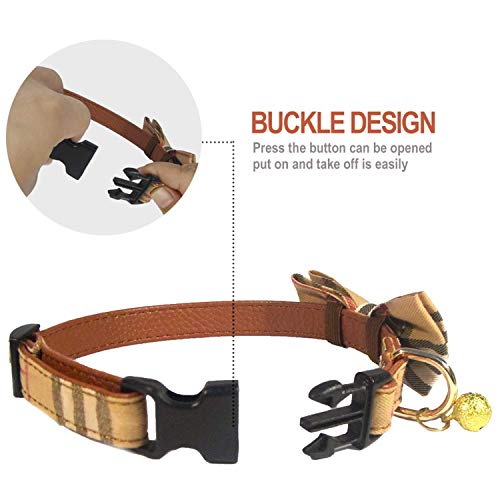 Image of 2 Pack /Set Dog Collars with Bow Tie and Bells, Adjustable Cute Dog Bow Ties Collar for Small /Medium /Large Boys and Girls Pets