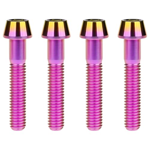 Image of Titanium Ti Bolt M5x9 16 18 20 25 30 35 40 45 50 55 60mm Tapered Head Screws Pack of 4 (M5x30mm, Purple Gold)