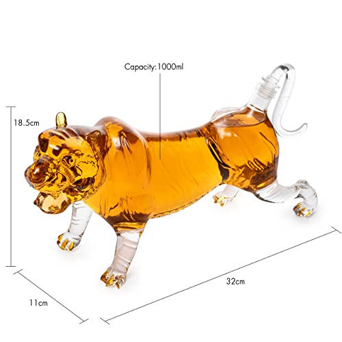 Tiger Decanter 1000ml 11"L Whiskey and Wine Decanter by The Wine Savant 7"H, Tiger Glass Decanter For Whiskey, Scotch, Spirits, Wine, For Whiskey Lovers, Tiger Lovers, Tiger King Gifts by The Wine Savant - Image 7