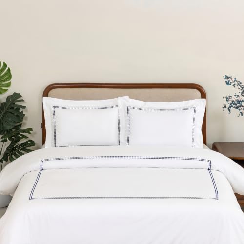 Dreamology White Duvet Cover Full 100% Cotton Embroidered 3 Pieces