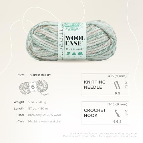 Image of Lion Brand Yarn, Wool-Ease Thick & Quick Yarn, Seashell Cream Multi, 3 Pack | Super Bulky Wool Acrylic Blend Fiber for Soft Hats, Sweaters, Chunky Blankets, Yarn for Crochet, Knitting, Crafts, Weaving