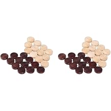 48 Pcs Wooden Checkers Pieces Stackable Backgammon Chess 0.98in Drafts Pieces Replacement Set Chess Accessories