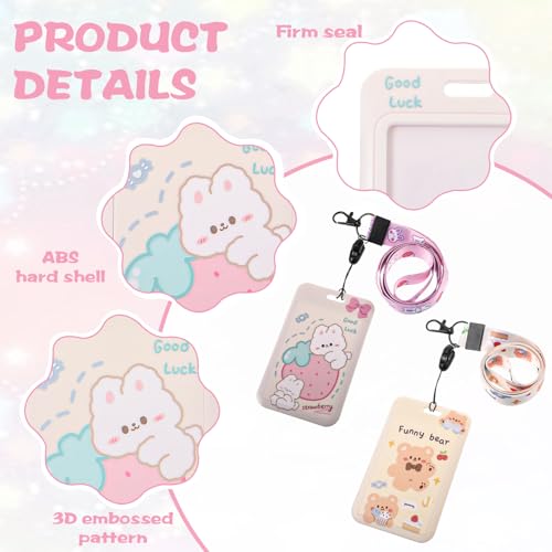 Yuanchu 2 peças de porta-cartões de foto fofos, porta-crachás de identificação de animais de desenho