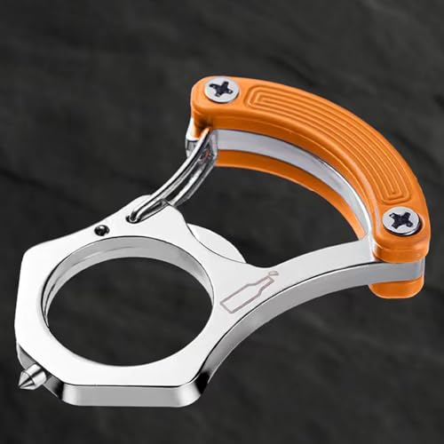 SAMIQU 2 Pcs Multifunctional Keychain,Versatile Car Key Chain with Bottle Opener, Box Cutter, Window Breaker（Orange&black） - Thumbnail 6