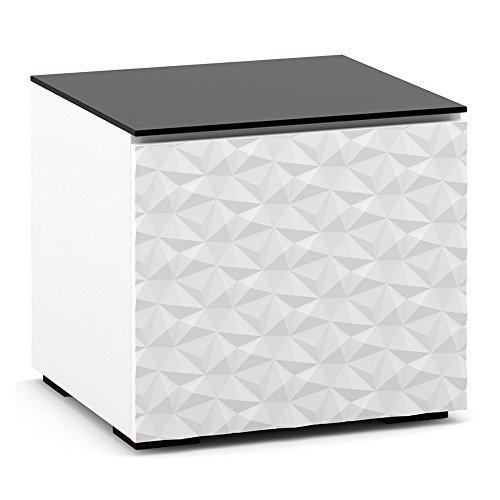 Salamander Designs Milan 217 Subwoofer Enclosure in White w/ 3D Geometric Pattern Doors
