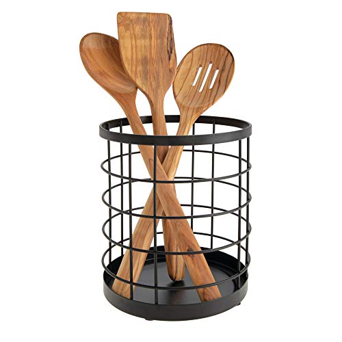 Porte-couverts Inox Avec Trous - Égouttoir à Ustensiles De Cuisine - 10x17 Cm - Range Cuillères, Louches, Pinces, Baguettes… - Design Moderne