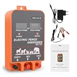 Weidezaungerät 5-10KM Elektrozaungerät 2,5 Joule mit LCD-Display 12V Energizer Controller for Farm(EU,10km)