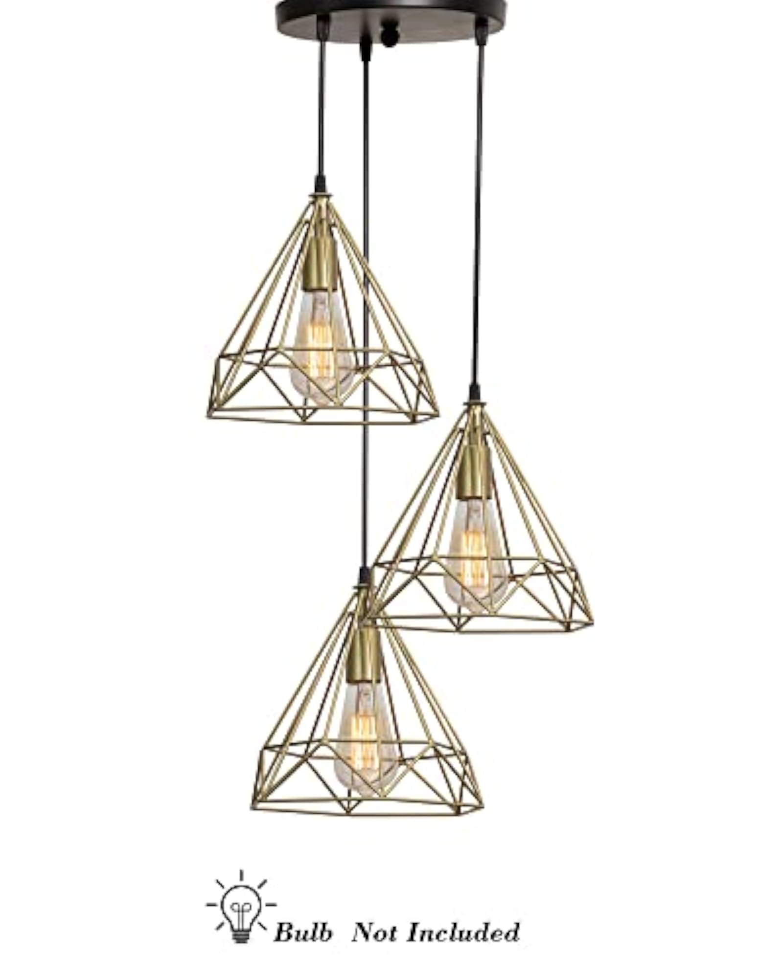 Modern Industrial Pendant Light Fixture, 3-Light Geometric Cage