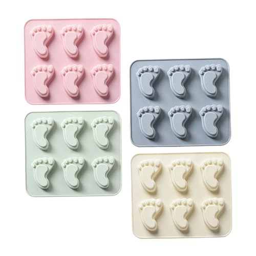 Cabilock 4 piezas Moldes de Silicona para Repostería con Diseño de Huellas Antiadherentes y Resistentes al Horno Molde para Chocolate y Pastel Aptos para Fondant y Manualidades Familiares