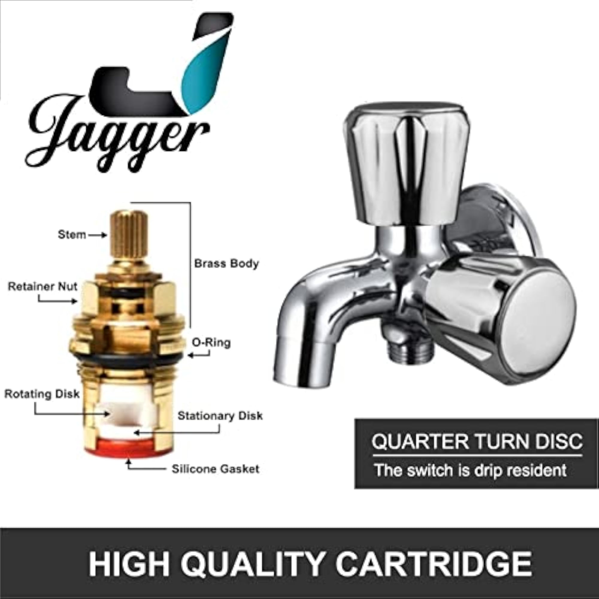 JGR57 Sleek 2 Way Bib Cock Tap for Washing Machine