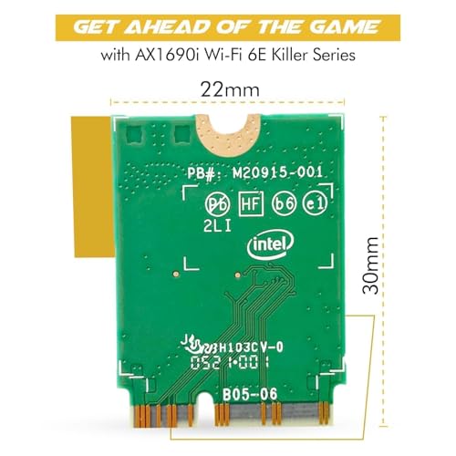 Image of Killer Series for Intel AX1690i WiFi 6E Gaming Adapter Upgrade from AX411| CNVio2 M.2 WiFi Card | High-Speed 3.0 Gbps WiFi for PC | Bluetooth 5.3 Support | Supports Intel 12th+ Gen CPUs