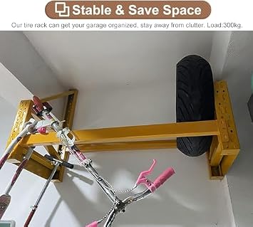 Rolling Tire Rack,Tire Rack,Tire Rack for Garage, Metal Wall Mount Storage Rack, Multi Tire Shelf with Accessories, Heavy Duty Tyre Rack, Easy to Assemble & Install (Size