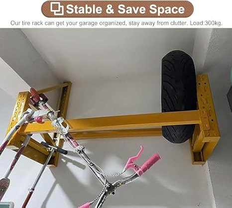 Rolling Tire Rack,Tire Rack,Tire Rack for Garage, Metal Wall Mount Storage Rack, Multi Tire Shelf with Accessories, Heavy Duty Tyre Rack, Easy to Assemble & Install (Size