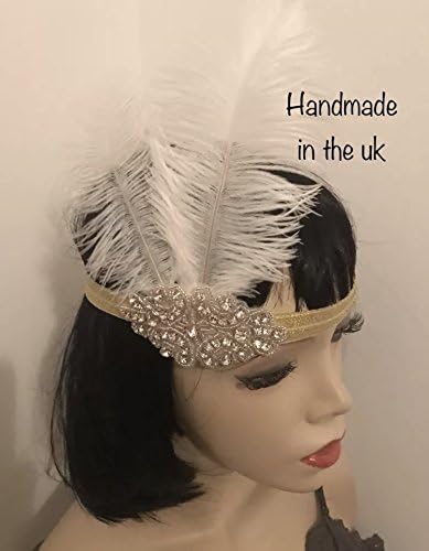 Gatsby Gold and White Diamante Headband, 1920s flapper, vintage headpiece