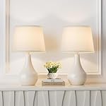 Fenmzee Ensemble de lampes de table de chevet 2 - Lampes modernes en céramique crème, lampe de chevet classique pour chambre, salon et bureau de table(Deux 3000K Ampoules comprises)