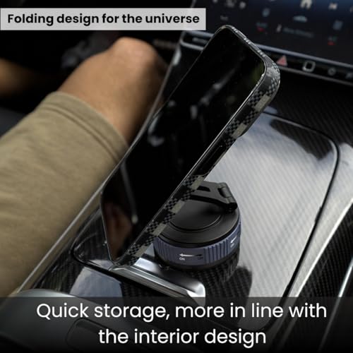 Image of RIGGEAR Vacuum Suction Magnetic Phone Mount, 360 Rotating Foldable Mobile Holder for Car, Office Desk, Mirror, Kitchen & Gym Use (AstroNexus Black Grey)