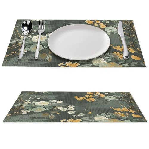 Set de table PVC tissé lot de 6 ambre clair 45x30 cm antidérapant - 2