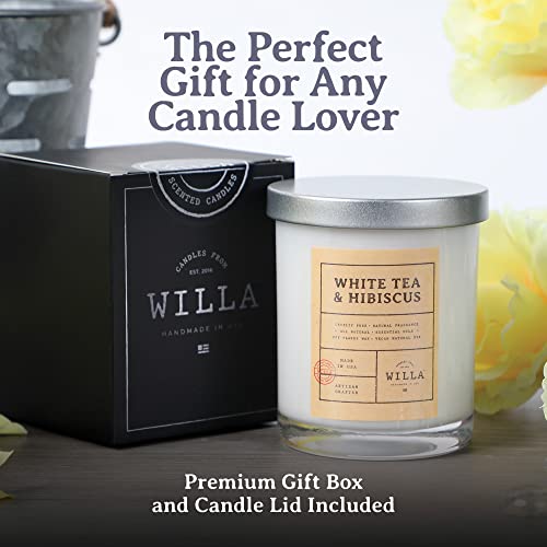 Willa White Tea & Hibiscus Highly Scented Candle - All Natural Soy Wax Luxury Candles Made In The Usa With Essential Oils - Best For A Home/Aromatherapy/Gift/Spa/Bathroom 9Oz Jar Candle #TOP5