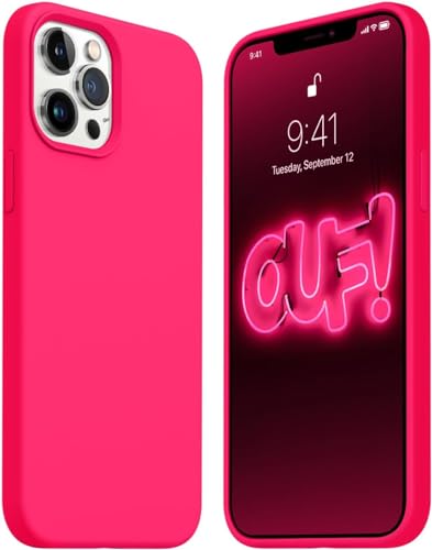 Image of Back Cover for iPhone 13 Pro Case,[Military Shockproof Protection] Liquid Silicone Case with [Soft Anti-Scratch Microfiber Lining for iPhone 13 Pro (Hot Pink)