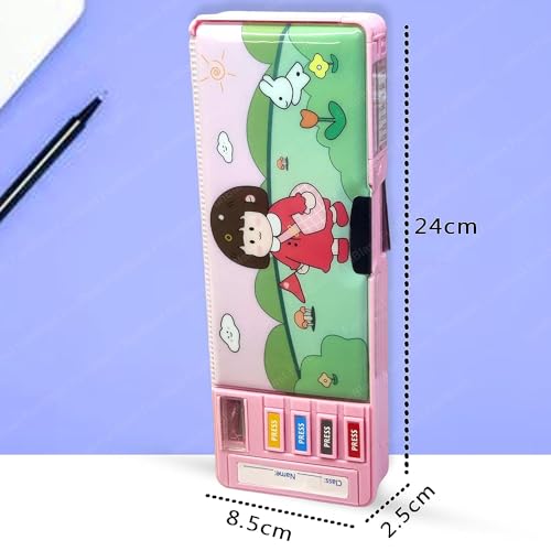 Image of LONGMIRE Plastic Pencil Box with Code Lock Pen Case Large Capacity Multi-Layer Multi-Function Storage Bag Secret Compartment Pencil Box for Kids- Multi-Color (Girl)
