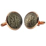  Gemelos para camisa: Genumis E Pluribus Unum - Moneda 1 dime 1965-2020 USA - Color Oro Rosa - 18 mm