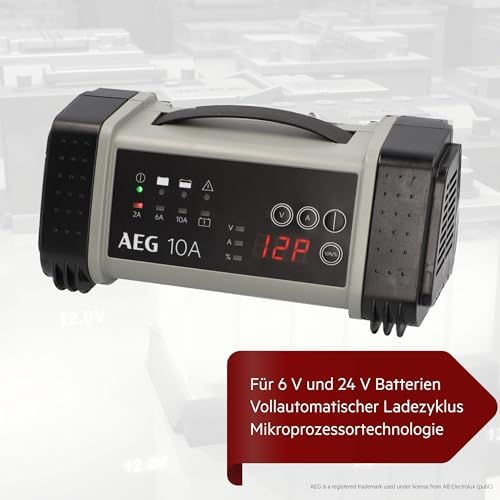 Bild 1 - AEG Mikroprozessor Batterieladegerät LT 10, 10A für 12/24V Autobatterien, 9-stufig, Power Supply, intelligente Ladefunktion, automatischer Termperaturausgleich, Schwarz/Grau
