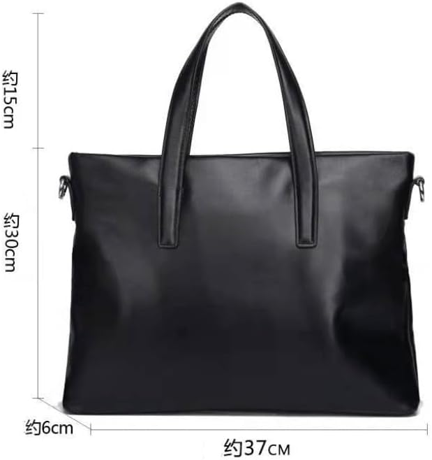 Men's Black Crossbody Leather Briefcase Large Capacity Business Single Shoulder Bag Handbag