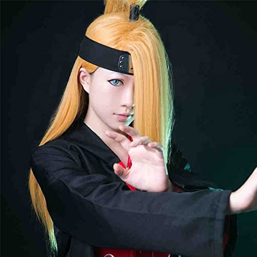 BYOOTI Deidara 60 cm de comprimento liso amarelo dourado resistente ao calor cosplay fantasia peruca