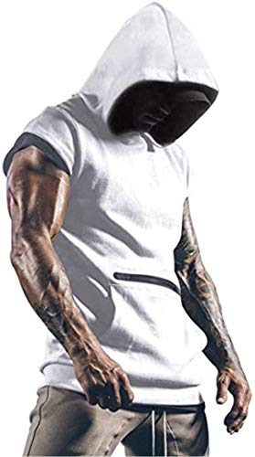 Cabeen Uomo Bodybuilding Felpa con Cappuccio da Palestra Fitness Canotta Sportivi Maglia Senza Maniche Gym Tank Top con Tasche