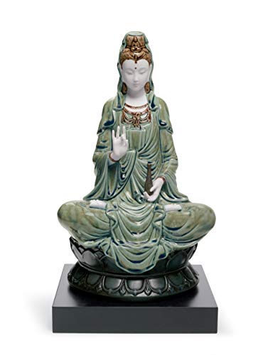LLADRÓ Figura Kwan Yin. Verde. Figura Kwan Yinn de Porcelana.