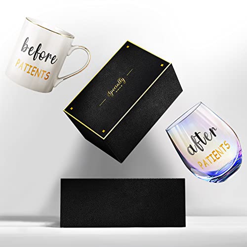 Fondblou Before Patients After Patients Set, 12Oz Coffee Mug & 18Oz Wine Glass, Gifts Idea For Nurses,Doctors,Dentists,Hygienists,Assistants,Physician,Rn,Unique Birthday Graduation Nurses Day Gifts #TOP6