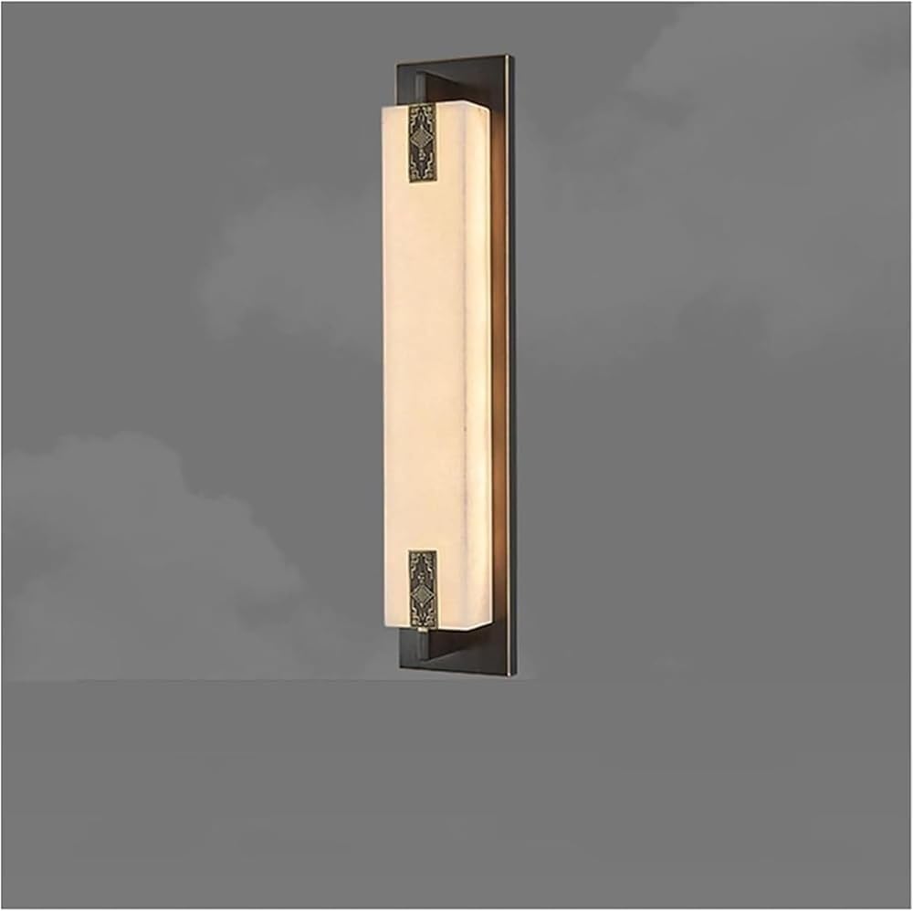 Marble Wall Sconce Three Color Dimming Bedside Wall Lamp Modern Interior Lighting Fixture for Living Room Aisle Bedroom Home Use(Coppere,18.50 * 4.72 * 3.54IN)
