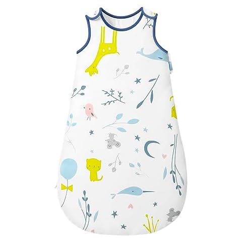 Mosebears Sleep Sack Baby Wearable Blanket with 2-Way Zipper,2.5 TOG Cotton Sleep Sack Unisex (White, 6-12 Months) Cover