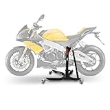 Moto lift para la elevación rápida y sin esfuerzo de la moto completa. Soporte extremadamente estable por cuatro pies, ajuste de la altura de cierre automático, cuatro ruedas dobles para las maniobras faciles incluso en espacios limitados - incluidos